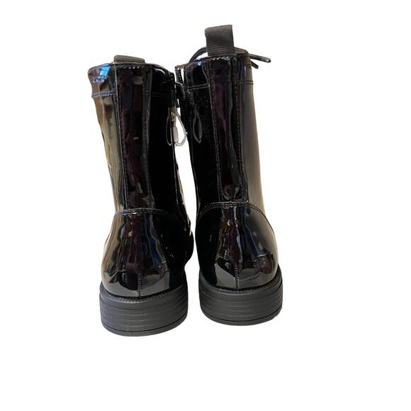 Geox Eclair Pearl Combat black Boots Italian faux Patent leather womens 39/ US 8 - Picture 7 of 10